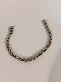 Vintage Sterling Silver XOXO Tourmaline Bracelet 7 1/2"