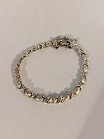 Vintage Sterling Silver Star Gold XOXO Bracelet 7"