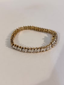 Vintage Sterling Silver CZ Bracelet 7"