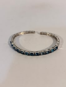 Vintage Sterling Silver Teated Topaz Bracelet 7"