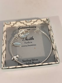 Extraordinary Life Sterling Silver Expandable Charm Bangle Bracelet