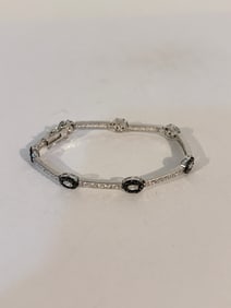 Vintage Sterling Silver CZ Bracelet 7"