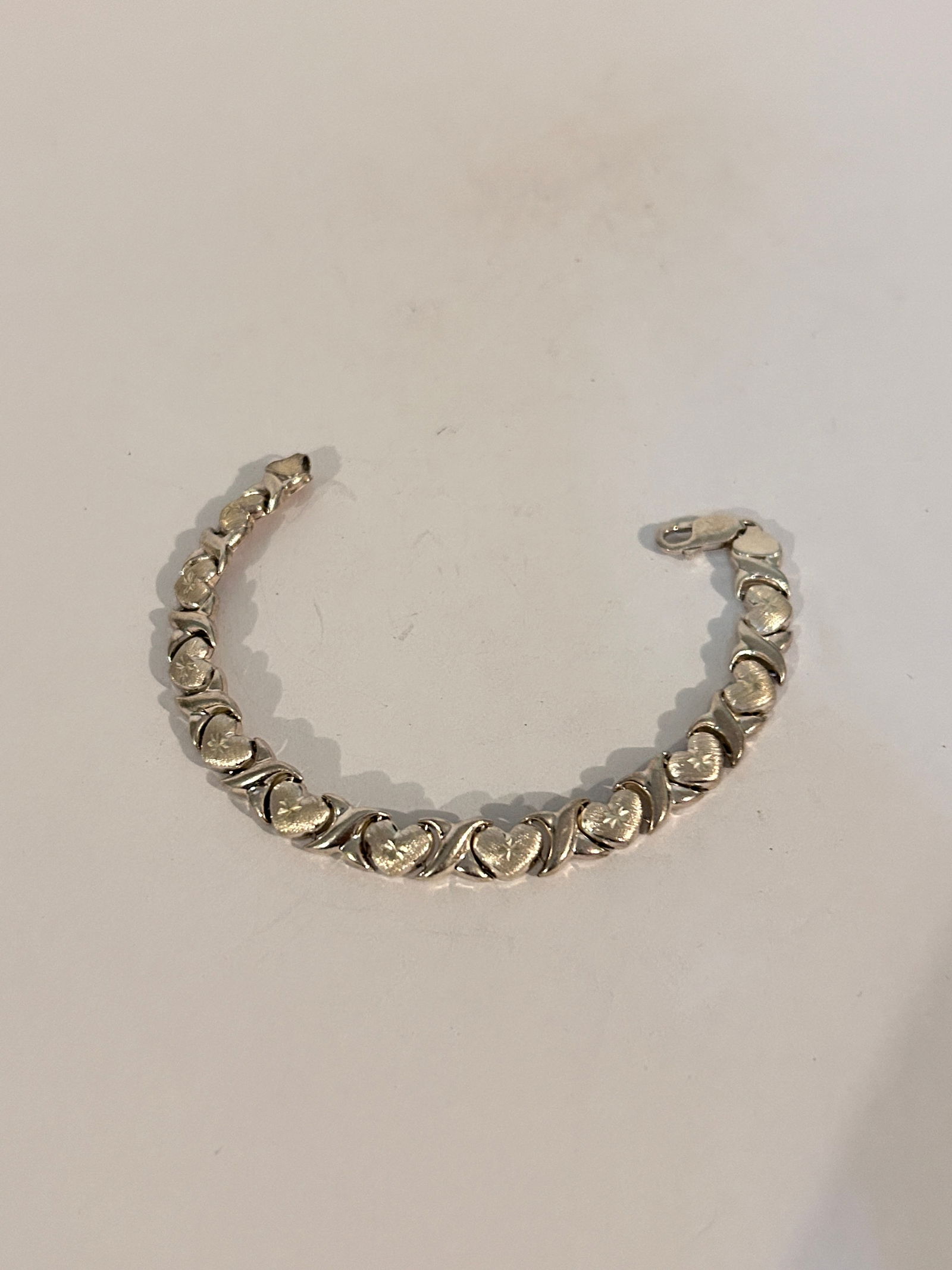 Vintage Sterling Silver XOXO Heart Bracelet 7" (1 of 4)