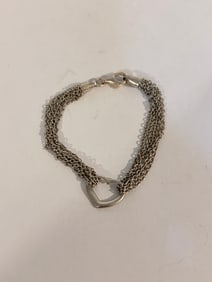 Vintage Sterling Silver 6 strand heart Bracelet 7"