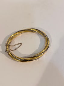 Vintage Sterling Silver Twist hinged Bracelet 7"