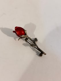 Vintage Sterling Silver Rose Brooch