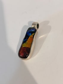 Vintage Sterling Silver large Murano Glass Pendant