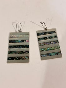 Vintage Alpaca Silver lrg hanging Earrings 2"