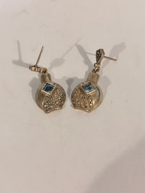 NF Chapel Zenray Sterling Silver Blue Topaz Tear Drop Earrings