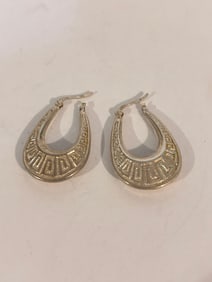 Vintage Sterling Silver pierced Earrings 1 1/4"
