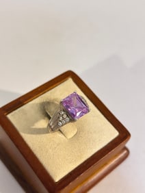 Vintage Sterling Silver Amethyst Ring sz 8