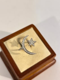 Designer Signed FD CN Sterling Silver moon Ring sz 8