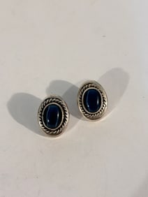 Vintage Sterling Silver pierced post mexico blue Earrings