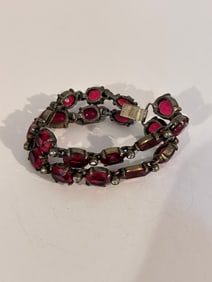 Vintage heavy rhinestone Bracelet 7"