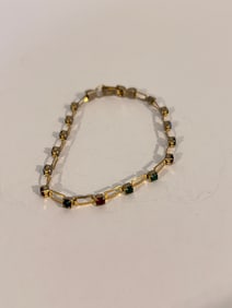 Vintage USA rhinestone colorful Bracelet 7"