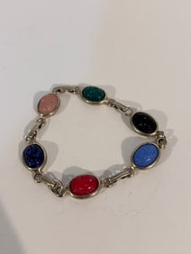 Vintage colorful scarab Bracelet 7"