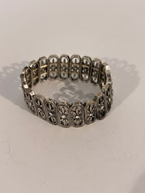 Vintage stretch rhinestone metal Bracelet 8"