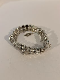 Vintage heavey double rhinestone Bracelet 7"