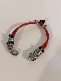 Vintage red eye snake leather Bracelet 7"
