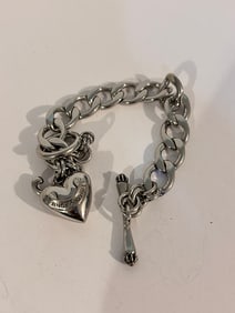 Vintage heavy Juicy Couture heart Bracelet 7"