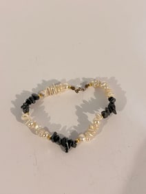 Vintage pearl & Hematite bead Bracelet 8"