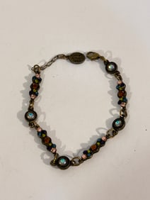 Vintage Ann Koplik Crystal colorful Bracelet 7"