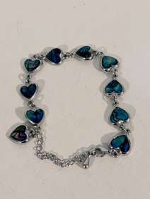 Vintage silver tone heart Bracelet 7"