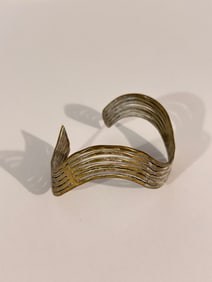 Vintage brass modernist cuff Bracelet 7"