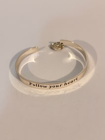 Vintage silver Follow Your Heart Bracelet 7"