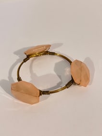 Vintage triple gemstone wire Bracelet 7"