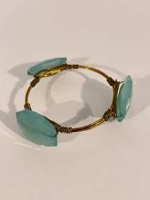 Vintage triple gemstone wire Bracelet 7"