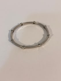 Vintage rhinestone Silver Tone Bracelet 7"