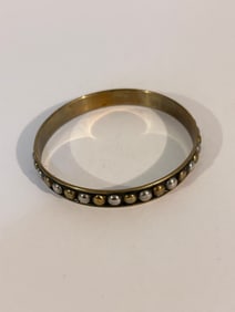 Vintage Brass Collar Bangle Bracelet 7"