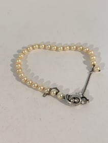 Vintage sterling silver pearl Bracelet 7"