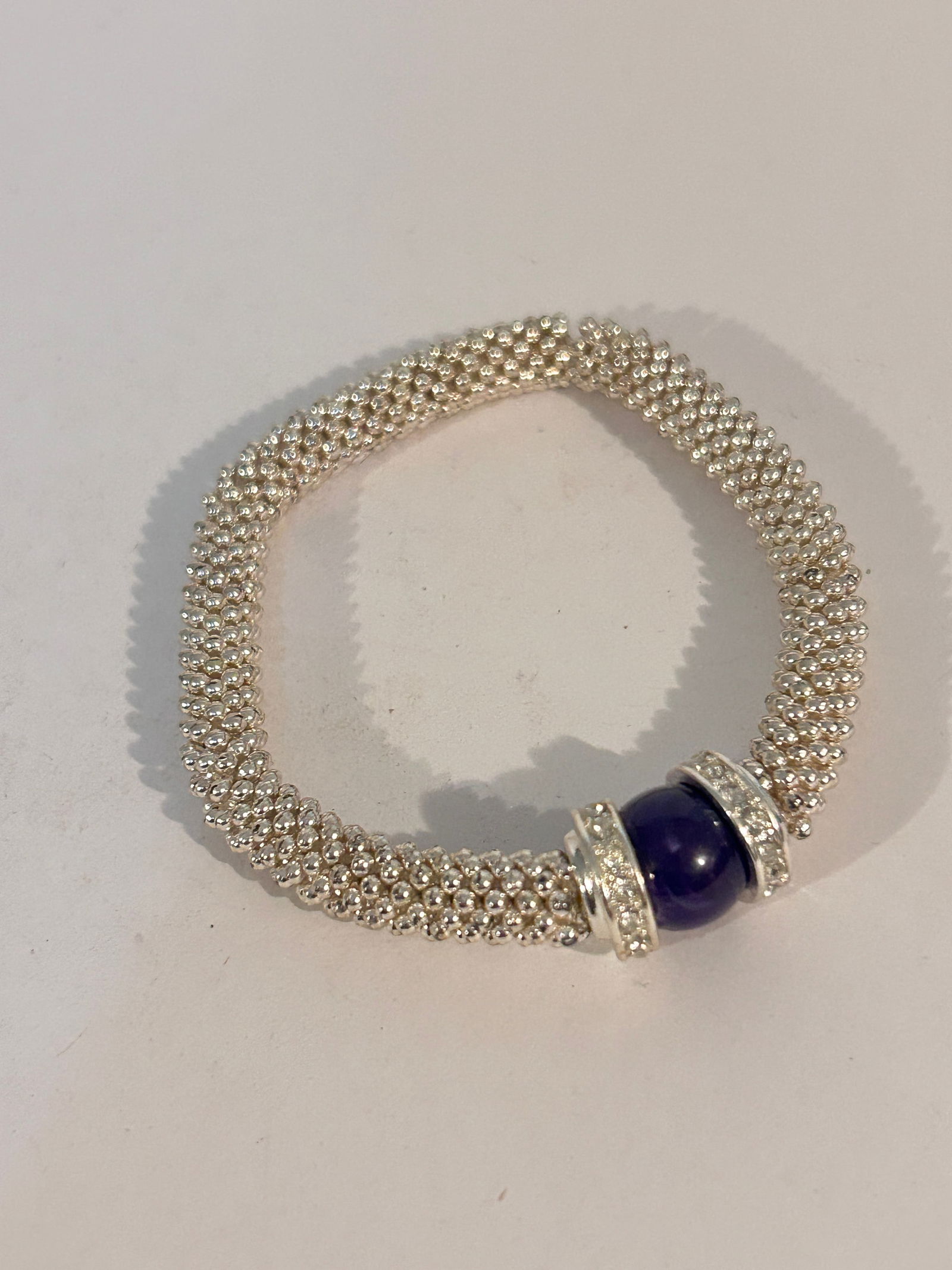 Vintage silver tone stretch Bracelet 7" (1 of 3)