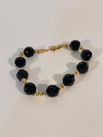 Vintage Park Lane black bead Bracelet 7"