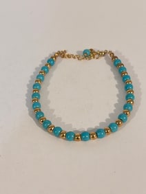 Vintage Turquoise beaded Bracelet 8"