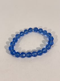 Vintage blue bead stretch Bracelet 7"