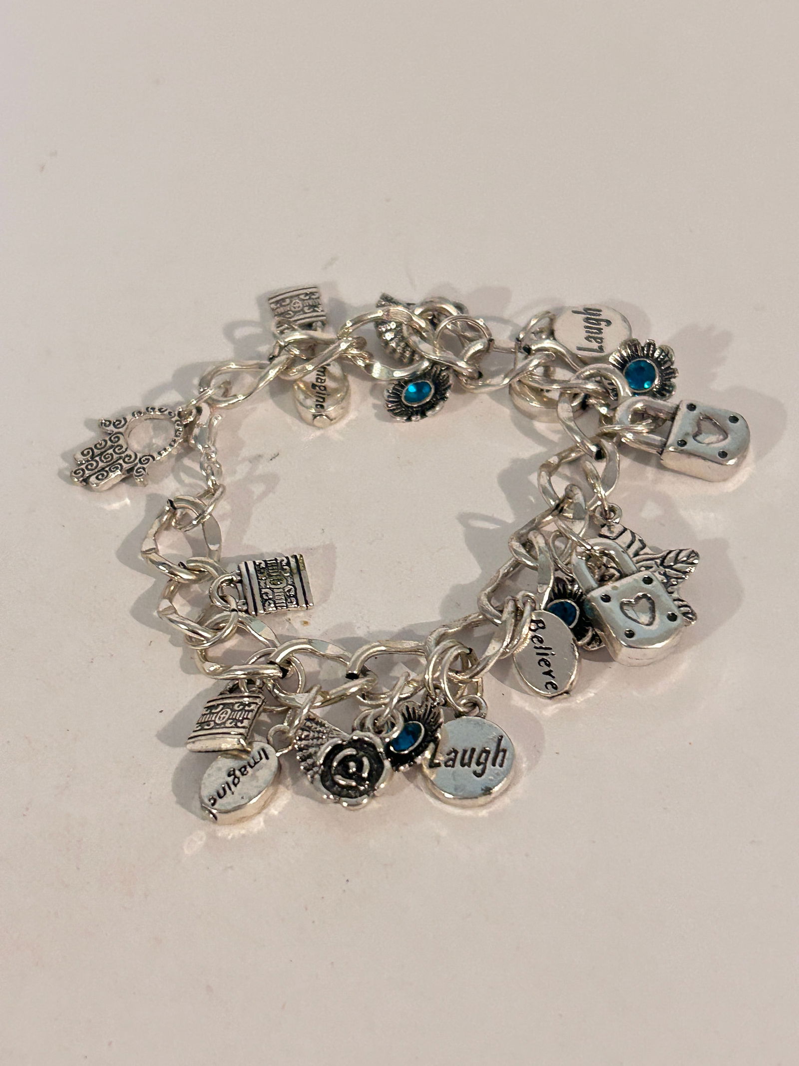Vintage silver tone charm bracelet Bracelet 8" (1 of 4)
