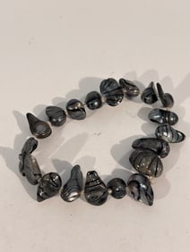 Vintage gray bead stretch Bracelet 7"