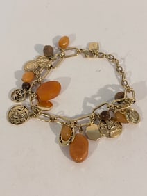 Vintage RLL Ralph Lauren Gold Tone Beaded Bracelet 7"