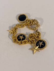 Vintage gold tone marine charm Bracelet 8"