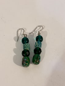 Vintage green glass bead Earrings