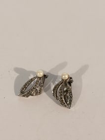 Vintage Sphinx clip on marcasite Earrings