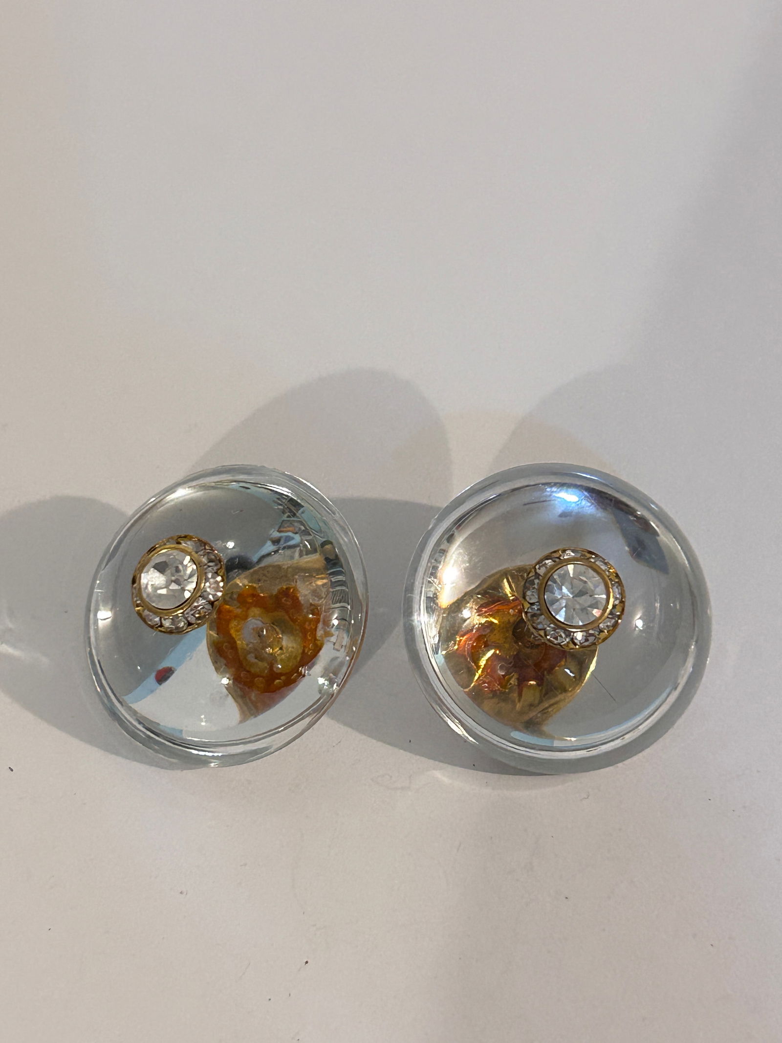 Vintage clear Acrylic clip on Earrings (1 of 4)