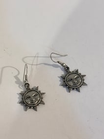 Vintage JJ Jonette Pewter sun Earrings