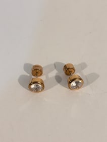 Michael Kors Rose Gold Tone Logo Post Earrings