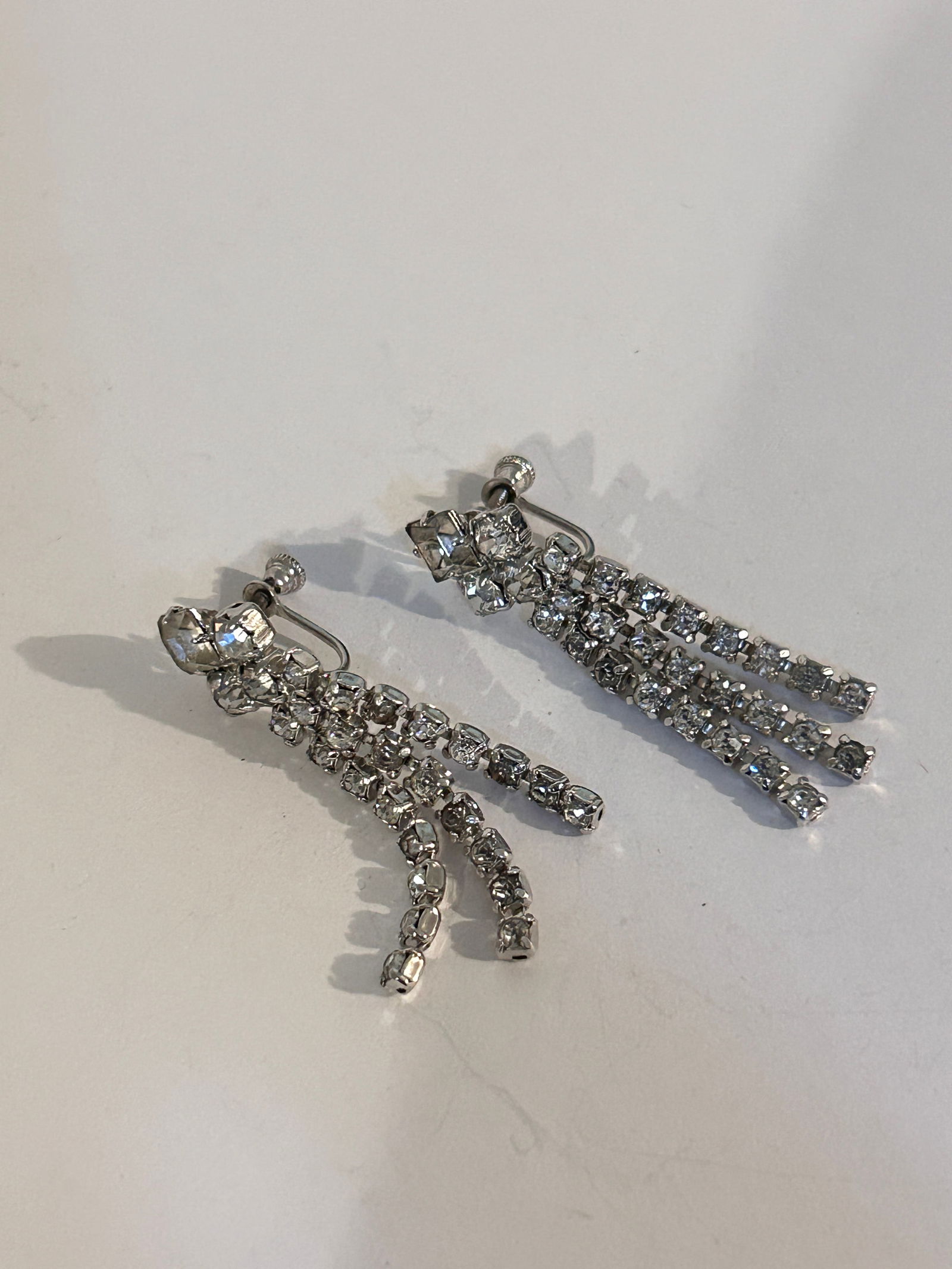Vintage Silvertone Rhinestone Earrings (1 of 3)