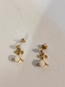Vintage gold filled pink Opal Earrings