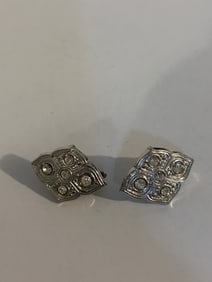 Vintage Trifari silver tone rhinestone Earrings